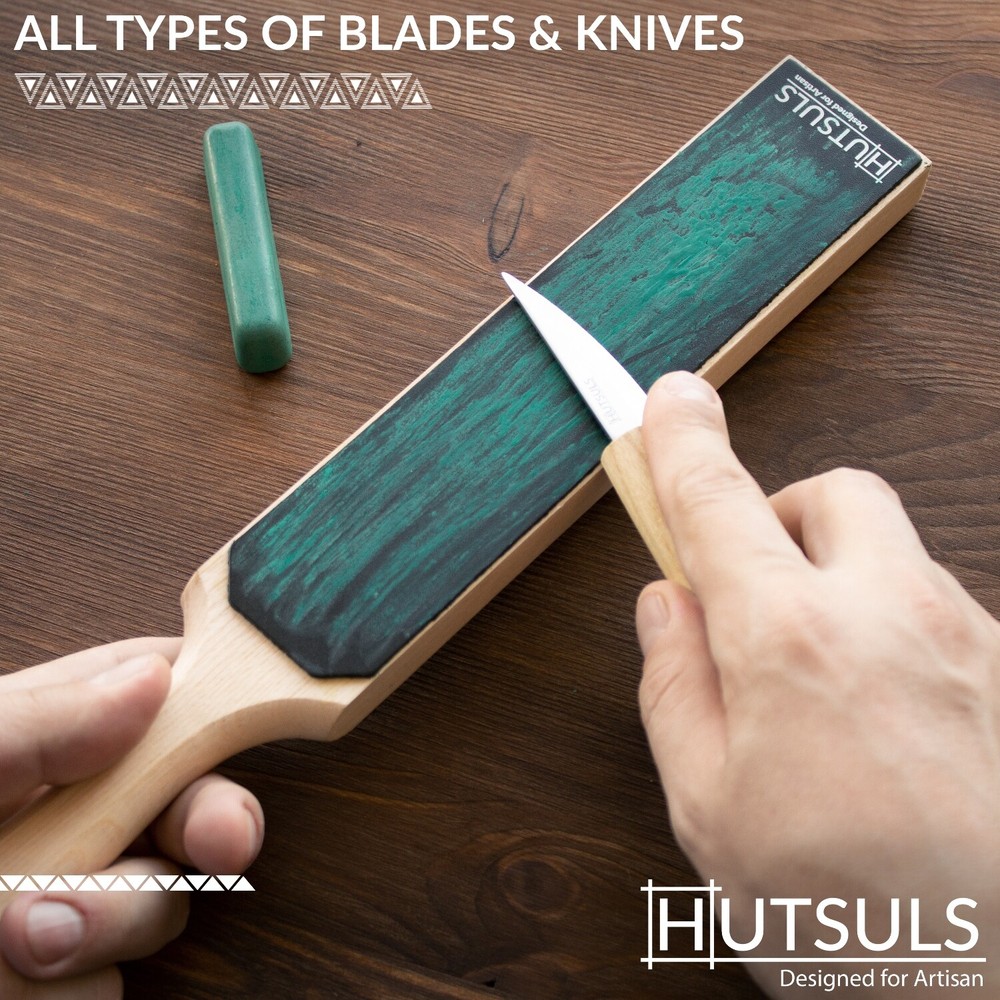 HUTSULS Double Sided Leather Strop Paddle Compound Knife Kit Sharpener Honing