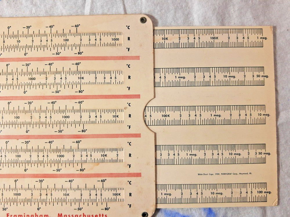 Fenwal Electronics Thermistor Data & Curve Computer Slide Rule 1959 VTG Science