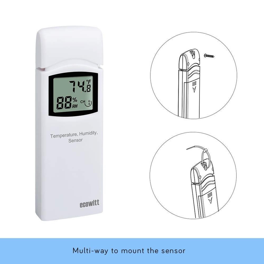 ECOWITT WN31 Wireless Multi-Channels Thermometer and Hygrometer Sensor, Tempe...