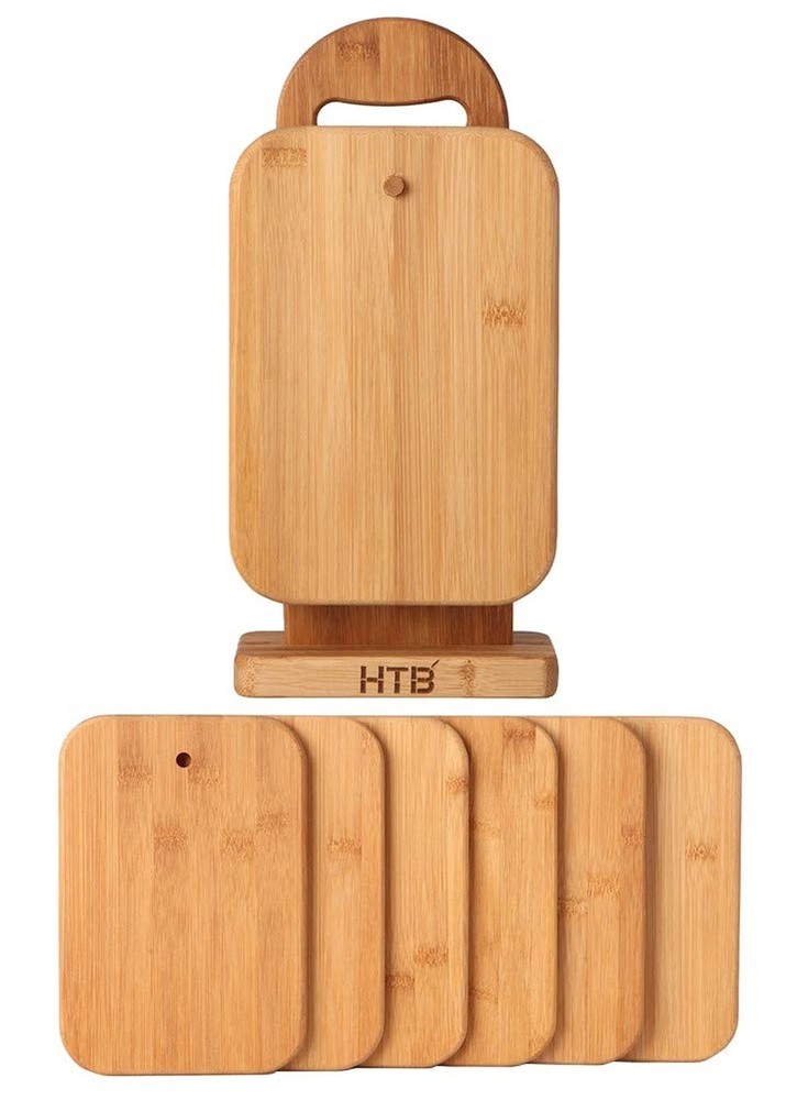 Bamboo Cutting Board Set for Kitchen,Small Cutting Boards with Holder,Serving...