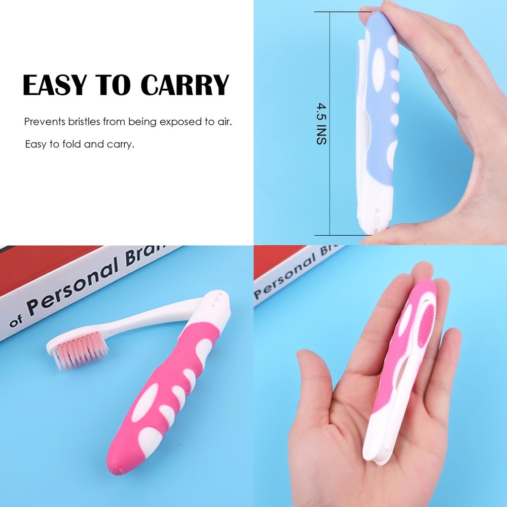 EasyHonor Folding Toothbrush - Soft 1 Count (Pack of 12), Multicolored