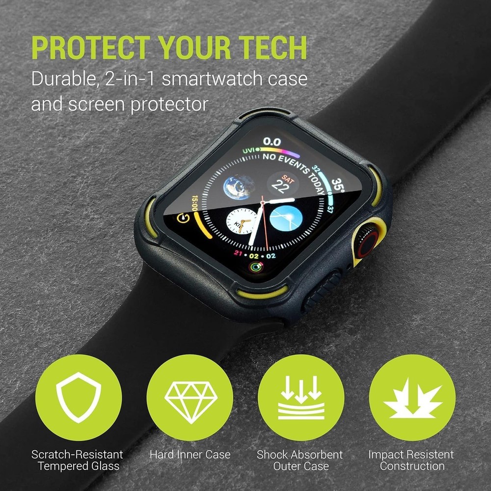 Tempered Glass Screen Protector for Apple Watch 40mm Full Coverage Bumper Case