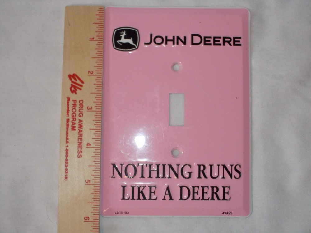 Pink John Deere Metal Light Switch Cover