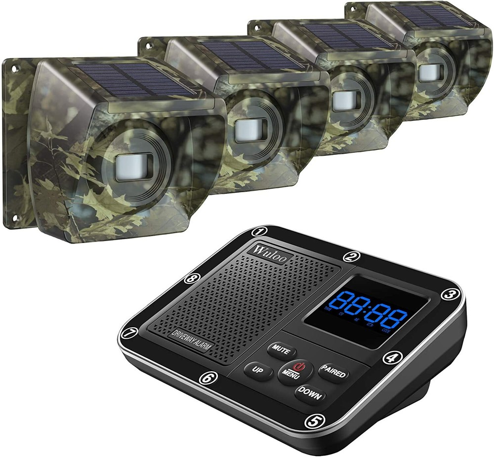Solar Driveway Alarms Wireless Motion Sensor System 1800ft Long Range Waterproof
