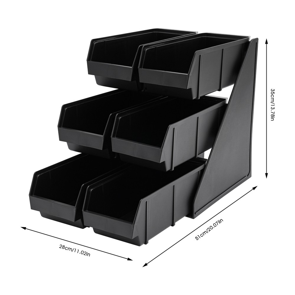 6 Compartments Upright Breakroom Coffee Condiment Storage Organizer Bin 3-Tier