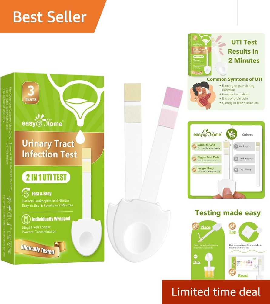 Convenient UTI  Strips - 3 Individually Packaged Tests for Quick Results