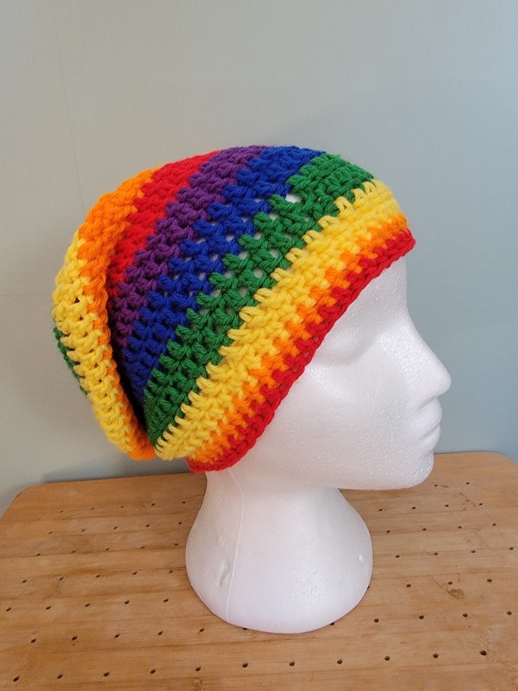 Rainbow Hat Pride Crochet Hand Made Warm Spring Winter Summer Fall Handmade Cap