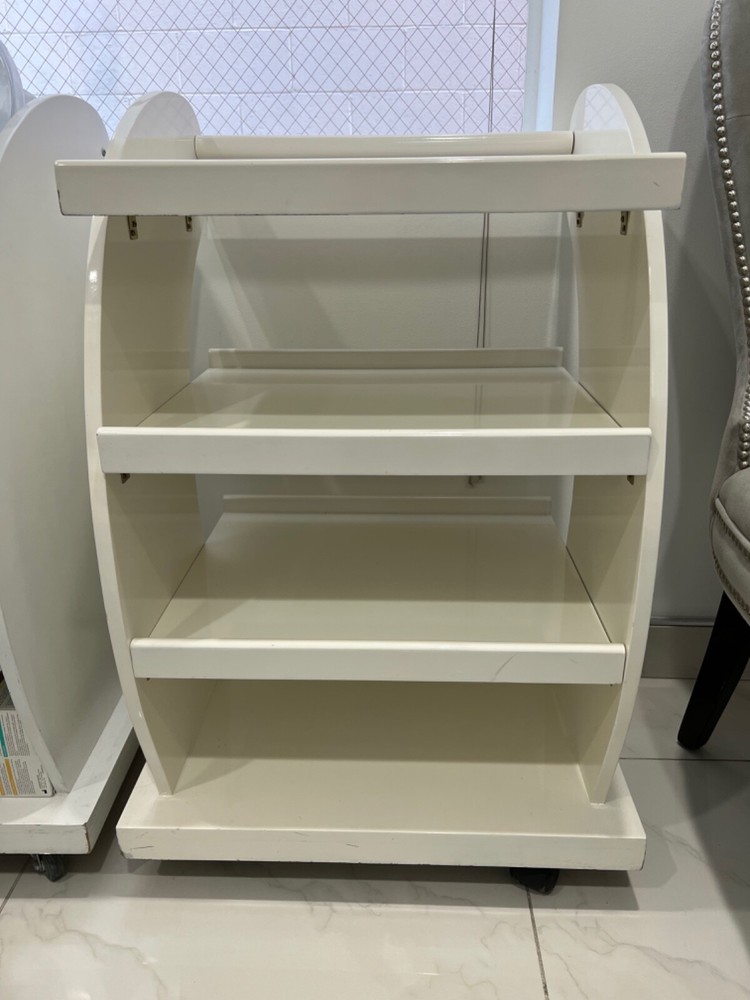 4 Tier White Rolling Shelving