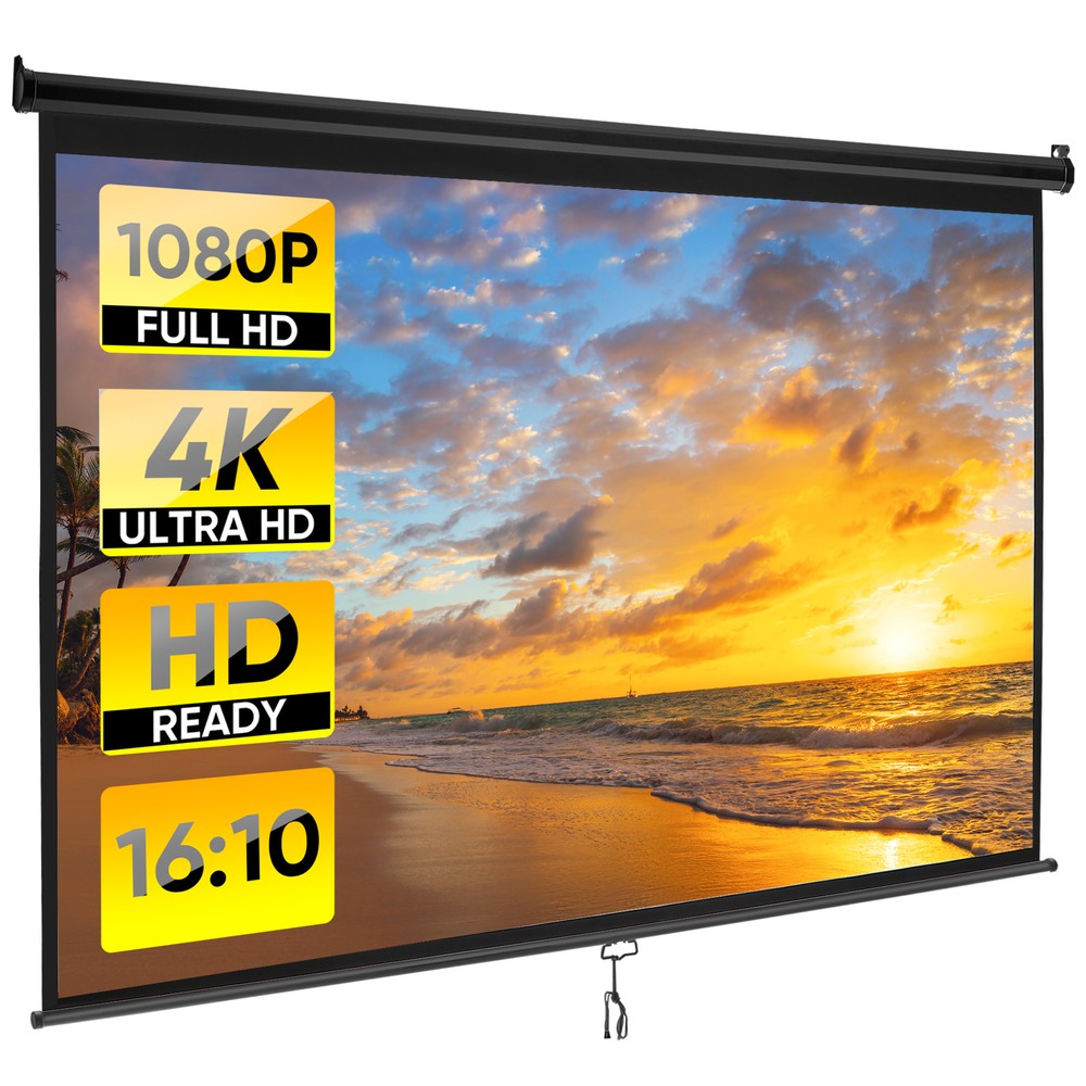 16:10 HD Projection Screen 100" 4K Black Projector Screen Lightweight Theater