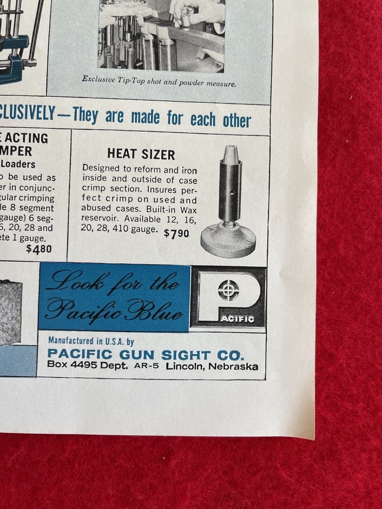 Vintage 1963 Print Ad Pacific Ammunition Reloading Tools Pacific Gun Sight Co.