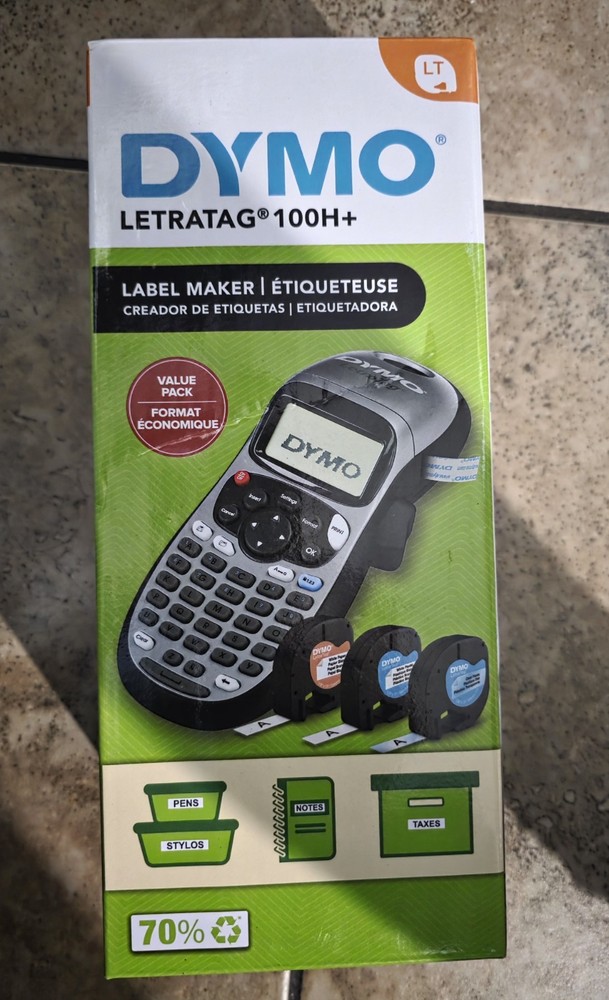 DYMO Portable Printer Handheld Label Maker Black Silver Letratag 100H+. SEALED