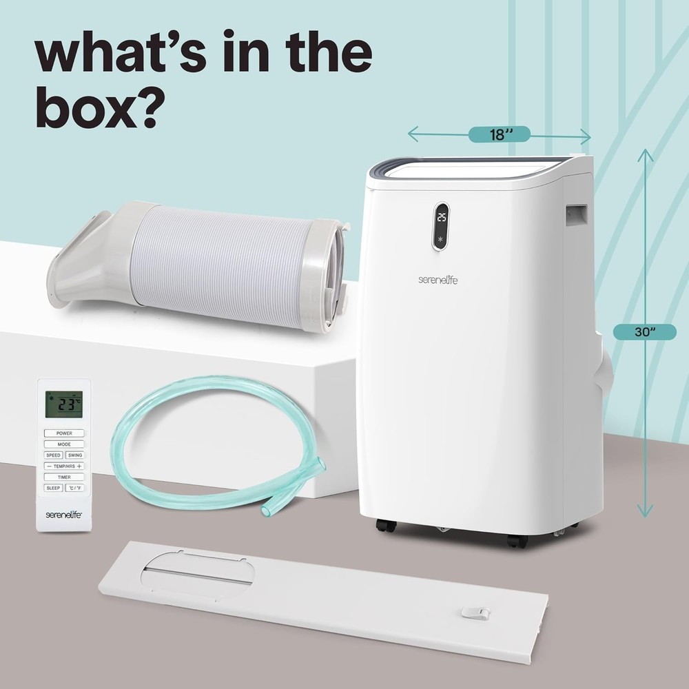 Portable Air Conditioner 14000 BTU Up To 650 Sq Ft Remote Window Mount Kit White