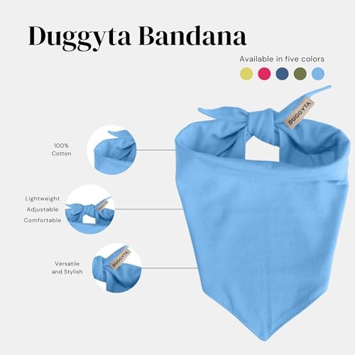 Premium Solid Dog Bandana, Luxury Soft Cotton Adjustable Triangle Medium Blue