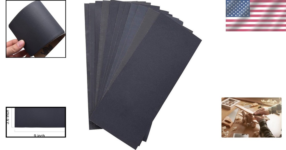 Versatile Silicone Carbide Sandpaper Sheets - 9 x 3.6 Inch, 12 Assorted Grits
