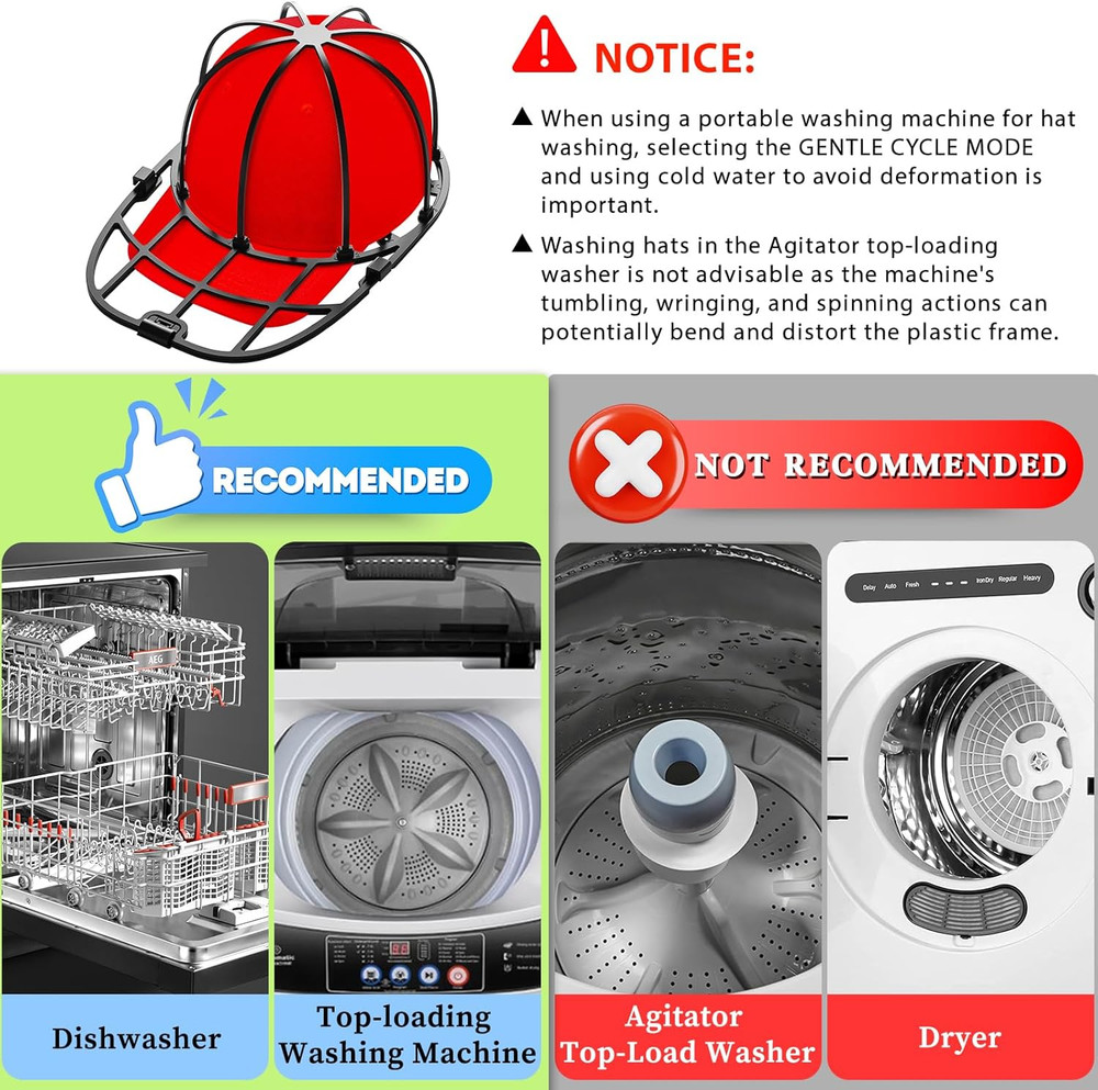 Hat Washer for Washing Machine, 1 Pack Hat Cleaner for Baseball Caps with Frame