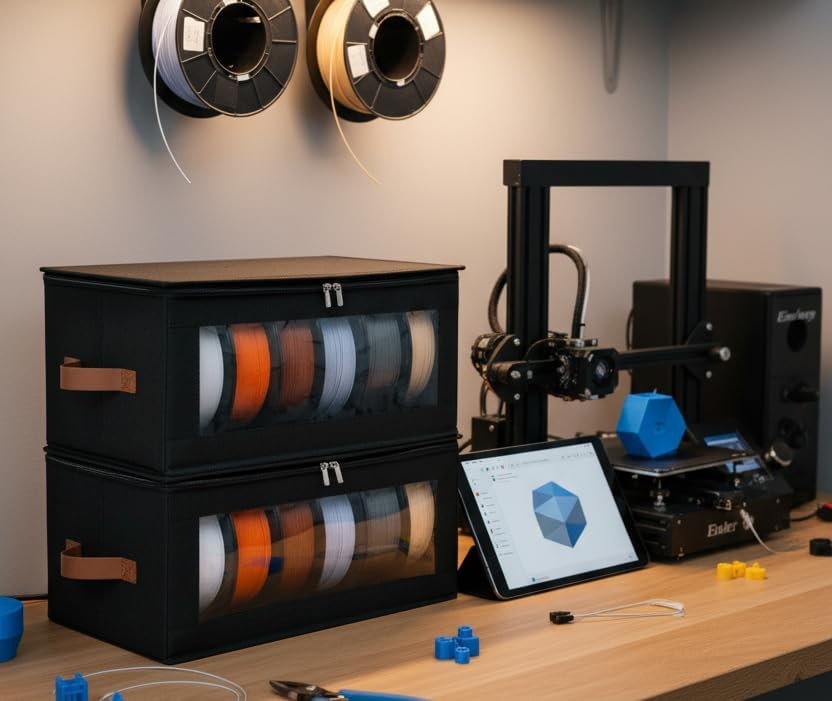 Filament Storage Box - 4 Pack 3D Printer Filament Storage Containers with Desicc