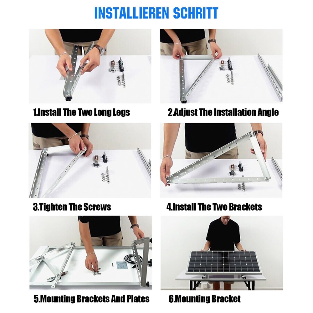 Solar Panel RV Tilt Mount Brackets 46in Roof Flat Surface Adjustable Frame 2 set