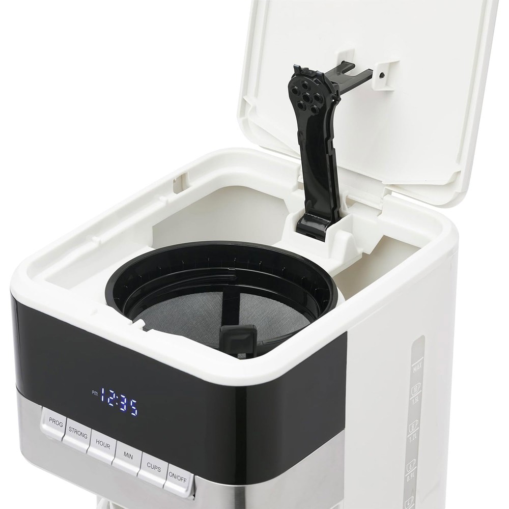 Haden Quintessential 12 Cup Programmable Digital Coffee Maker, Ivory/Chrome