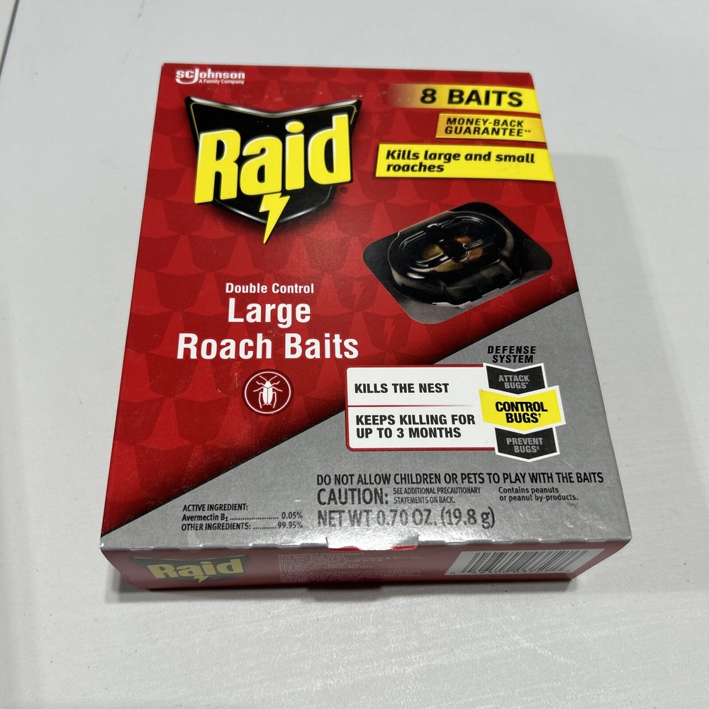 RAID Double Control Large Roach Baits 8 Count Defense System Kills For 3 Months