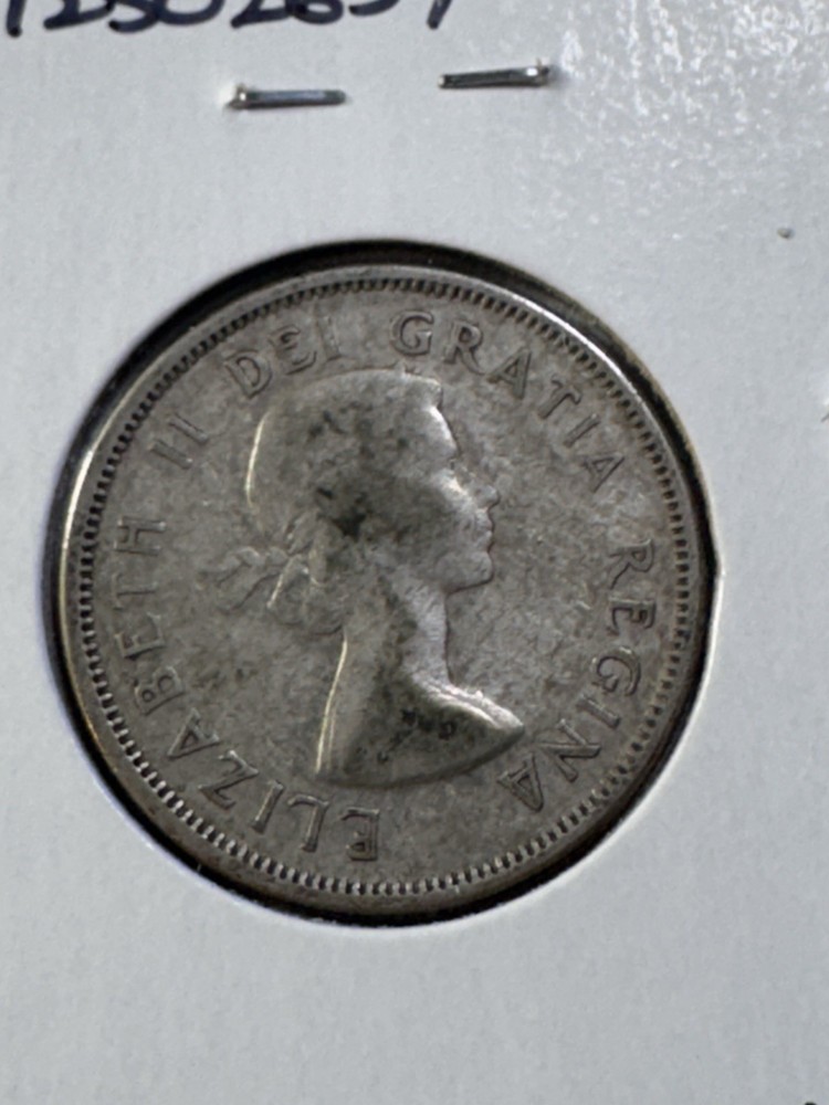 1957 Canada 25 Cents Silver Coin