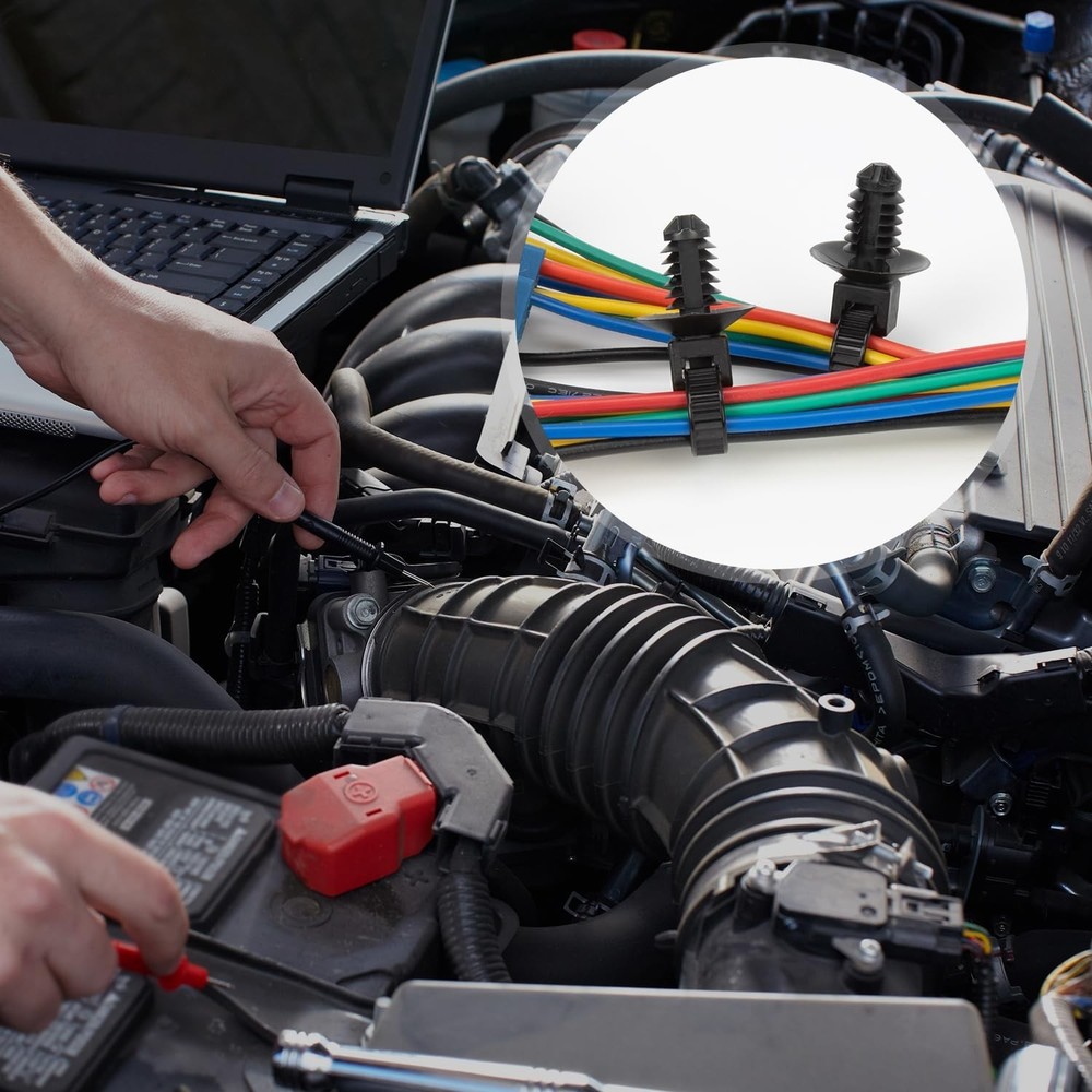 110 PCS Automotive Installation Black Push Mount Cable Zip Ties Assorted Size...