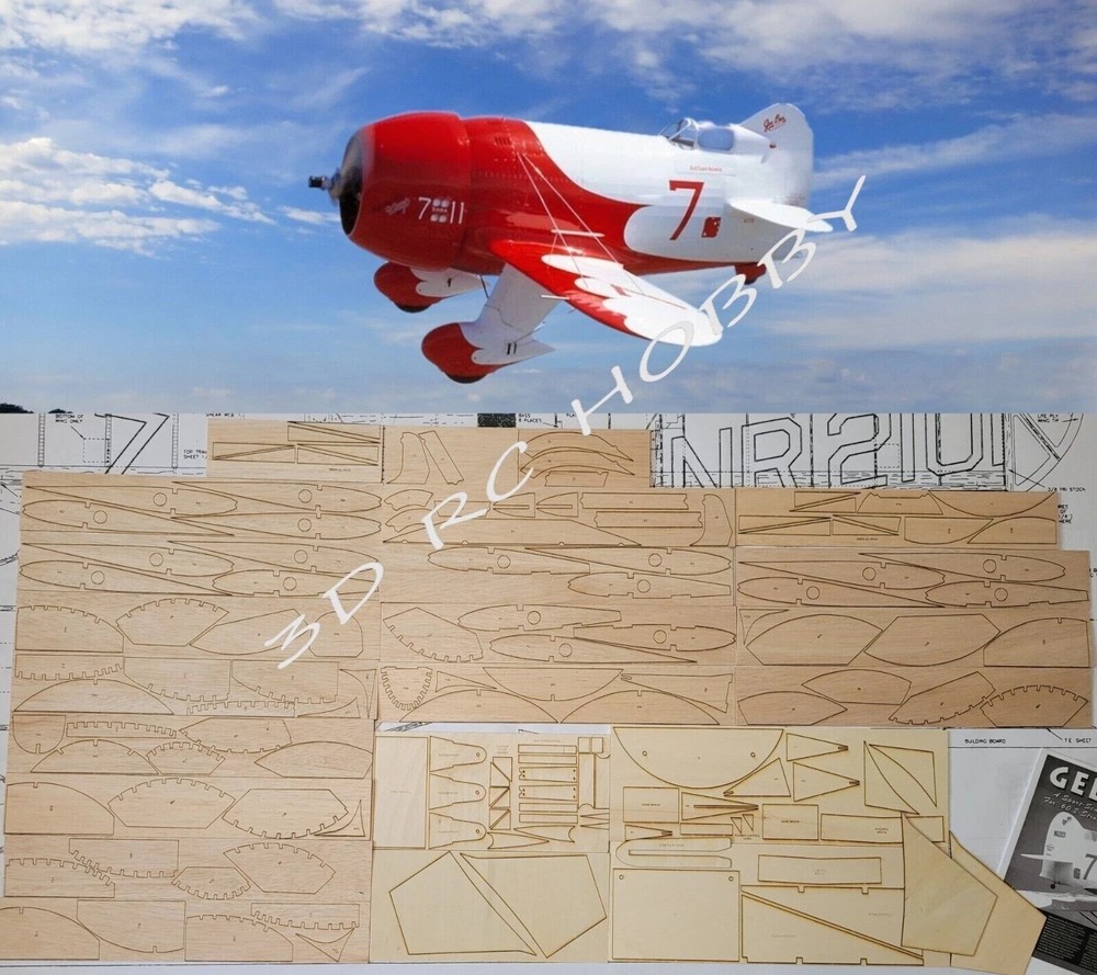 Gee Bee R2 60" WS RC Airplane Kit Balsa Ply Model Plane Short Kit & Printed Plan