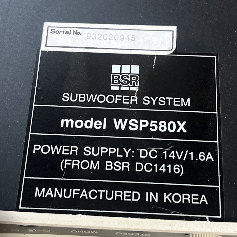 BSR SUBWOOFER WSP580X
