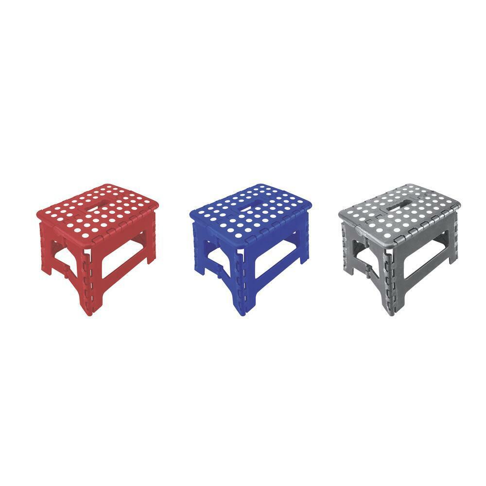 Type II Folding Plastic Step Stool 225 lb. Max Load Folds Flat with Carry Handle