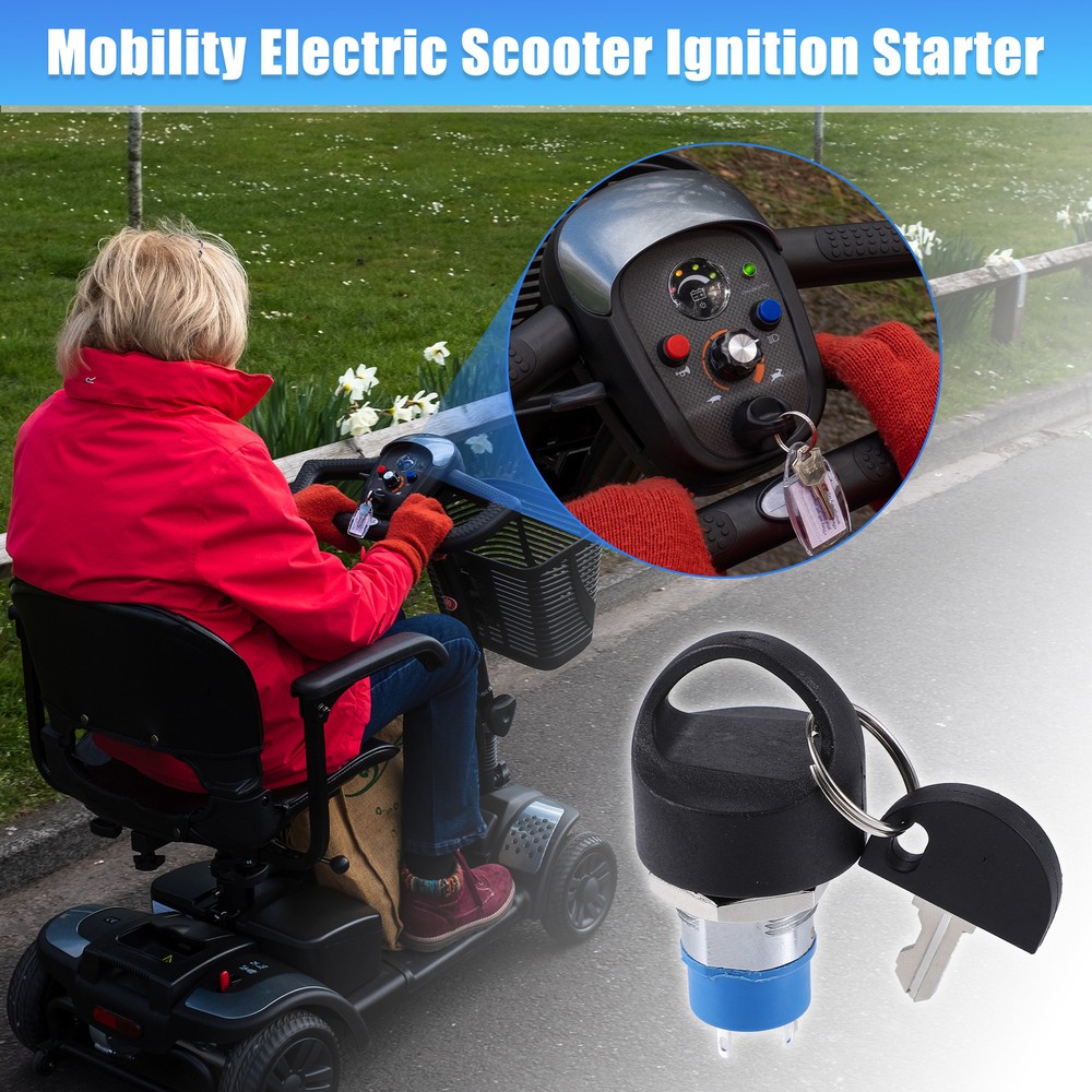 Ignition Starter On Off Switch Lock w/ 4 Keys for Mobility Electric Scooter