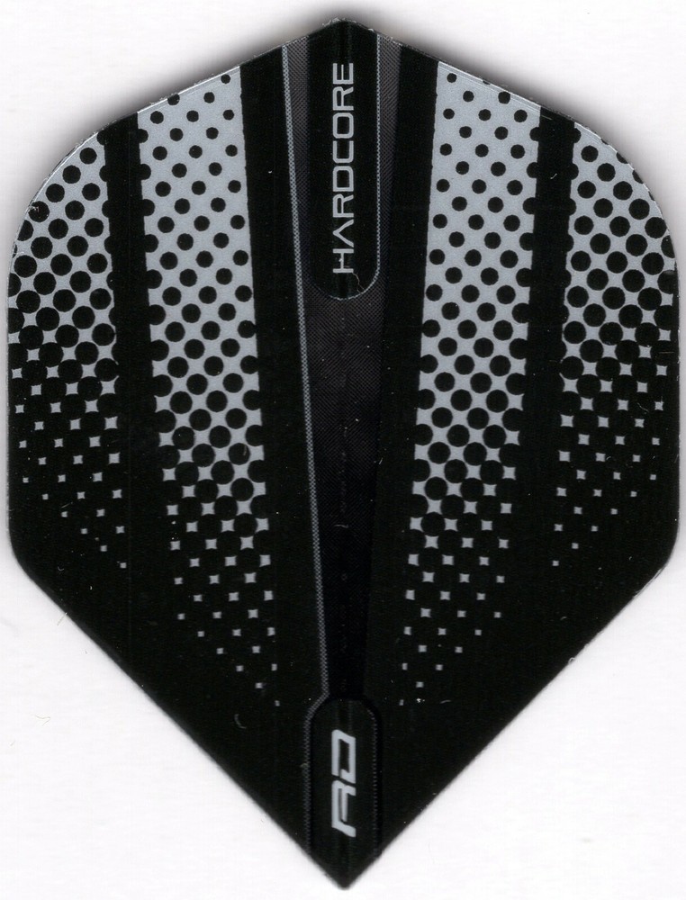 HARDCORE Black & Grey Dart Flights: 3 per set