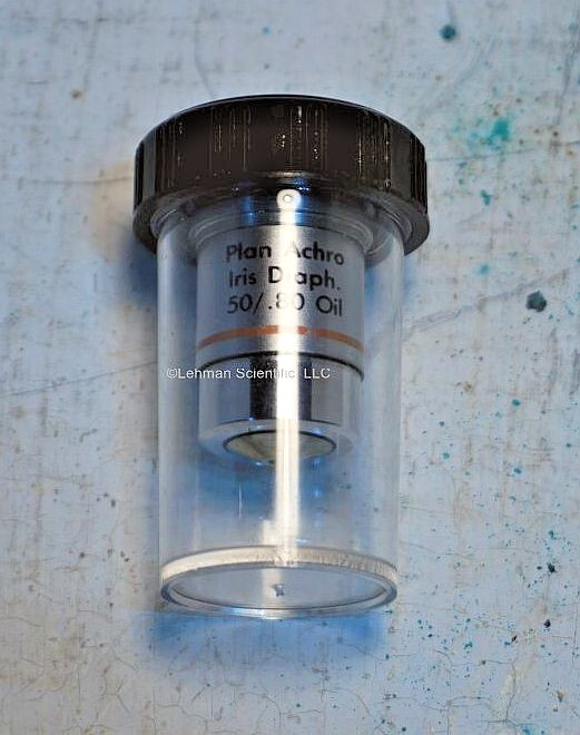Reichert Short-Barrel 50x Plan-Achro Microscope Objective, Exc. condition.