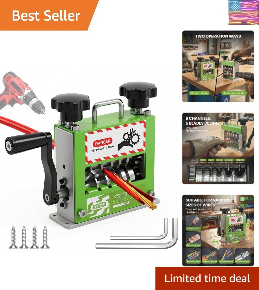 Manual Wire Stripping Machine, Drill Powered Hand Crank Wire Stripper Tool wi...