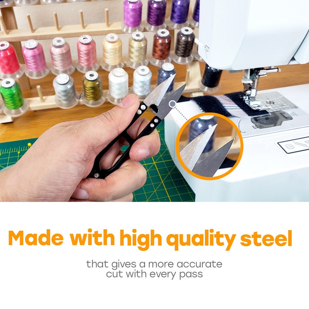 Black Thread Cutters 6-Pack | Sharp Steel Mini Scissors Sewing Snippers Nippers