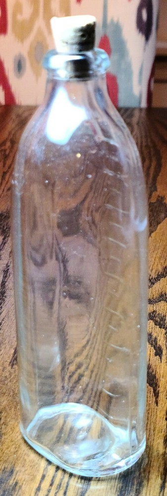 Oval Bottle With Cork With Embossed Ounces Vintage