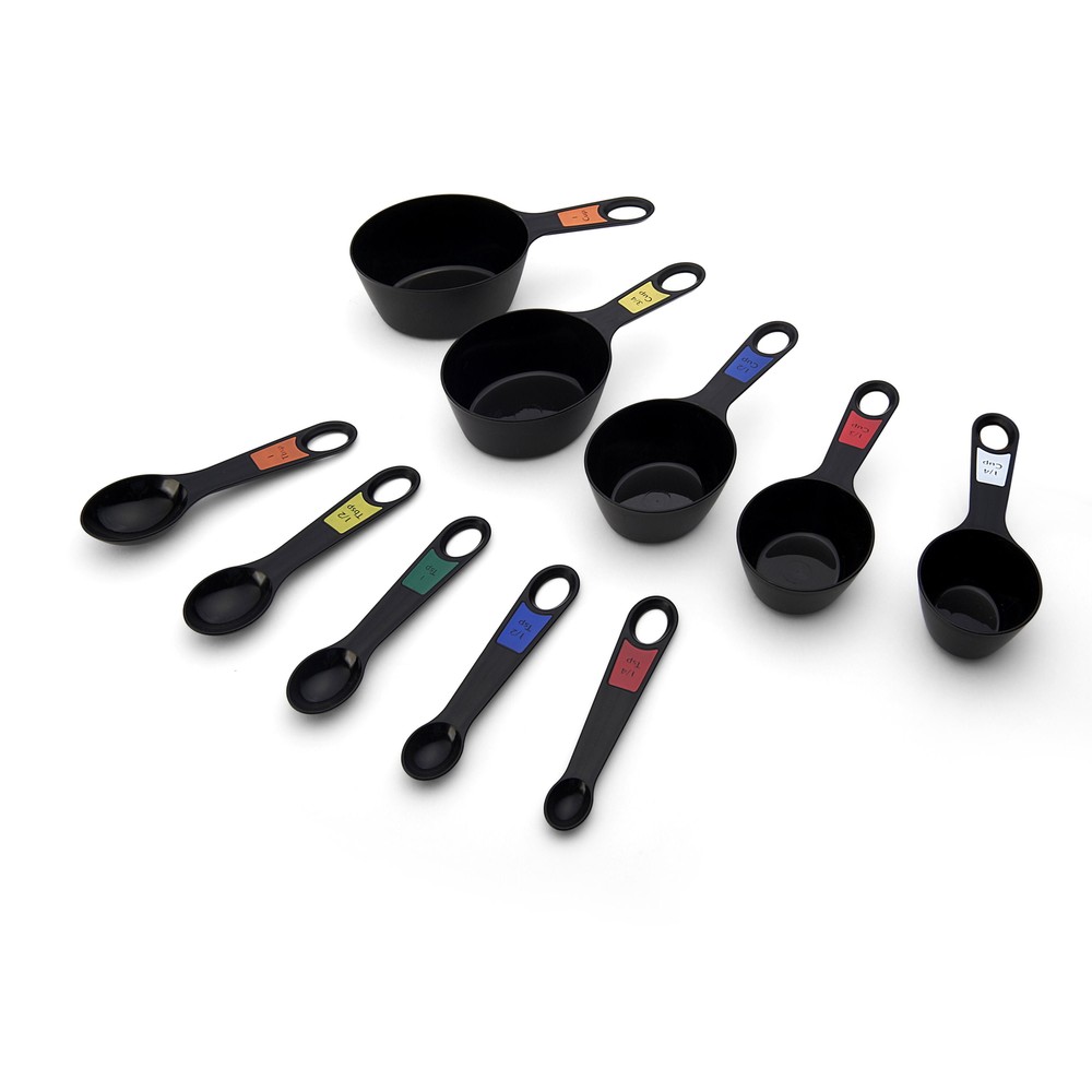 Professional 10 Piece Plastic Nesting Measuring Cup and Spoon Set