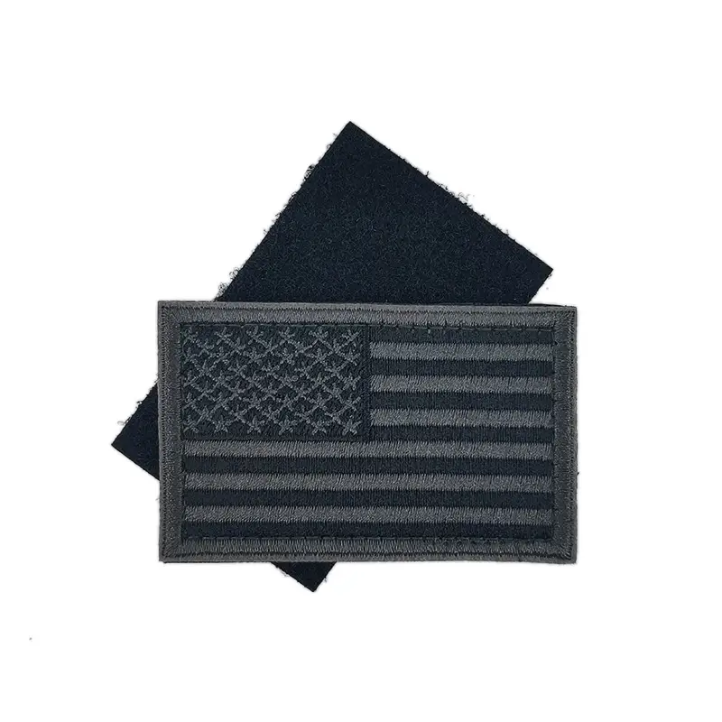 USA American Flag Patch 3''X 2'' Hook & Loop-Black