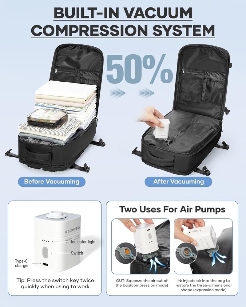 NEW Vacuum Backpack Travel Pump Vacuum System Travel Backpack Compression