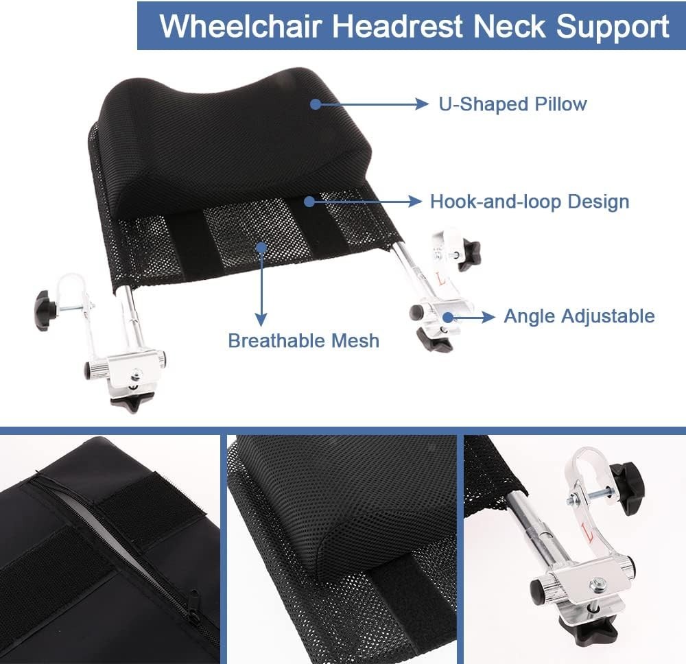 Adjustable Headrest Neck Support Pillow for Wheelchair Users, Soft Cushion