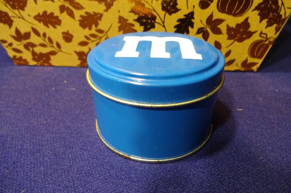 Empty M&M's BLUE Candy Tin