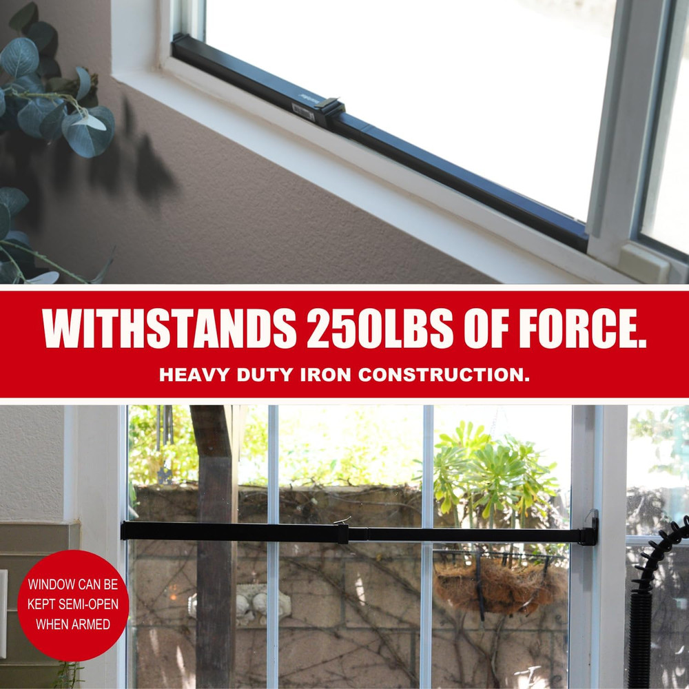 Window Security Bar - Easy Install for Horizontal/Vertical Windows - Adjustable
