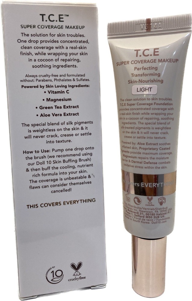 Doll 10 T.C.E Super Coverage Makeup LIGHT 1 oz NIB Full Size