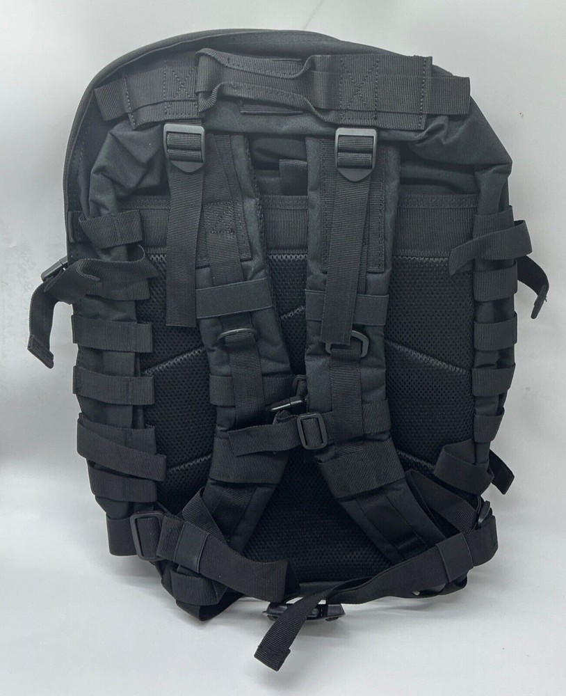 Tactical Black Backpack With Multiple Compartments & American Flag Patch