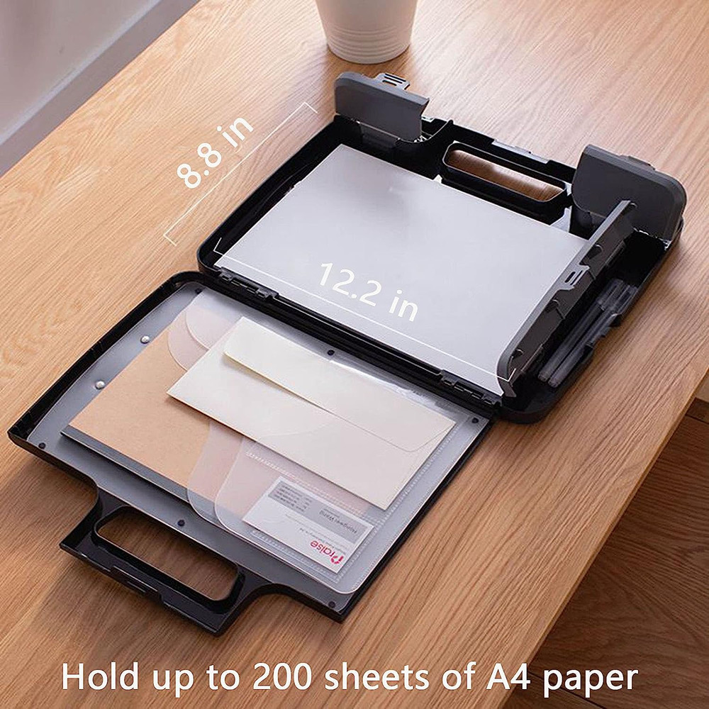 Portable Clipboard Folder with Storage, Plastic Storage Case with Side-Opening,