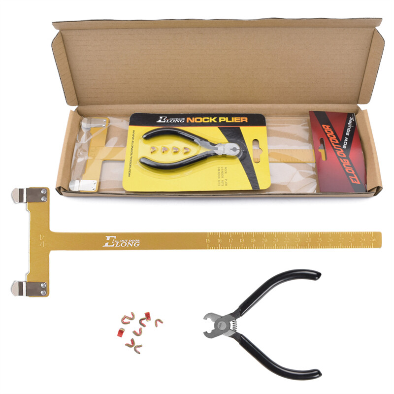 1 Set Archery Nock Pliers Set + 4 String Nocking Points + Bow T Square Gold
