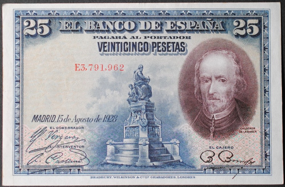 Spain P74c 25 Pesetas AU++
