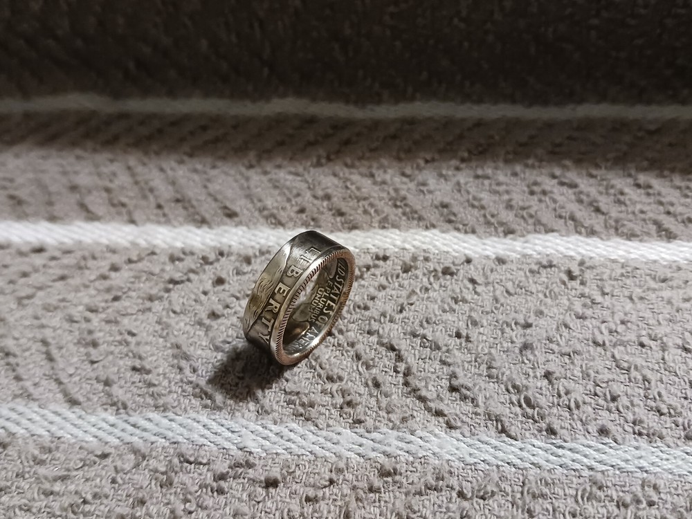 1992 Handcrafted Washington Quarters coin ring, size 6 #2