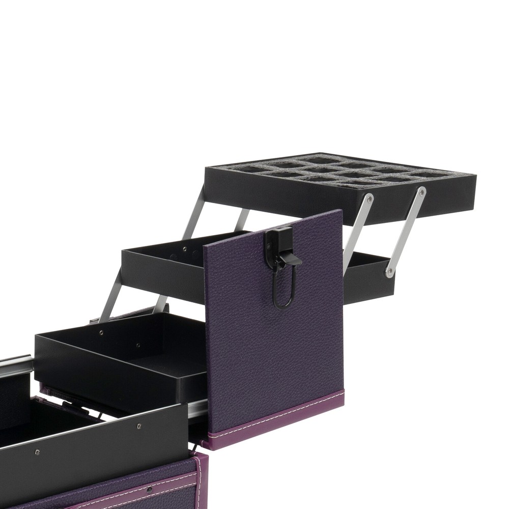 Modern Rolling Makeup Train Case Trolley Cosmetic Organizer Box with Mirror