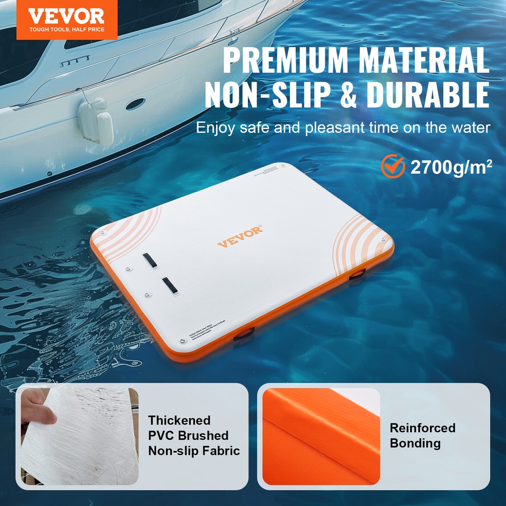 VEVOR Inflatable Floating Dock 10x8FT Inflatable Dock Platform Mat with Ladder