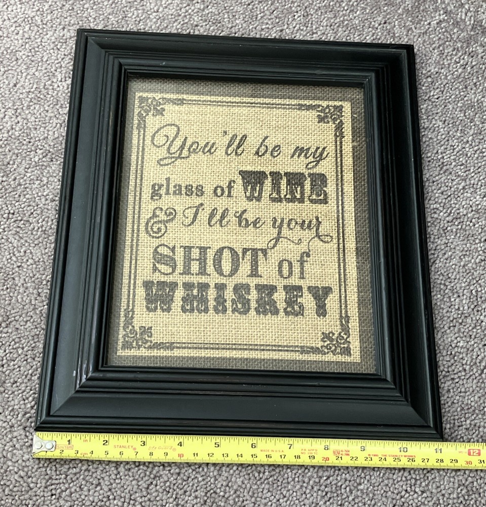 11” X 13” FRAMED BURLAP SAYING BAR ACCESSORY