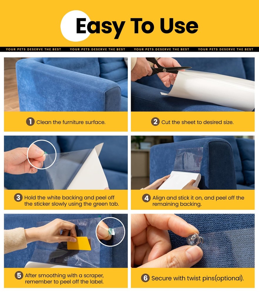 Cat Scratch Furniture Protector-10 Pack Adhesive Couch Protector from Cat Claws